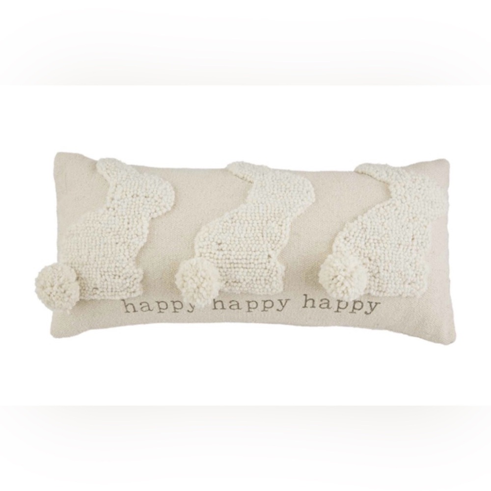 Mud Pie Happy Bunny Pillow